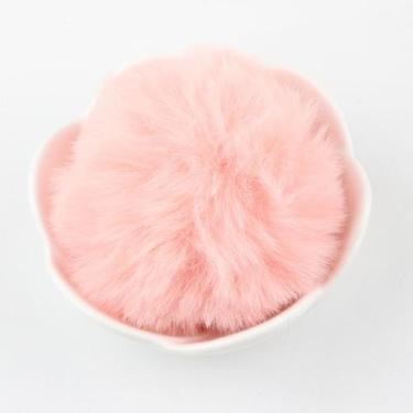 Imagem de Bolinha Pelúcia Pompom 8cm Rosa Claro com Elástico em Poliéster - unid