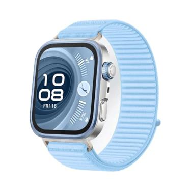 Imagem de Compatível com as pulseiras de tecido da série Huawei Fit3/Fit4/Fit4 Pro, feitas de nylon, com um sistema dinâmico de argolas, oferecendo um ajuste confortável e confortável e portabilidade leve (azul