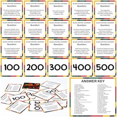 Imagem de MotiMind 101 Pcs Black History Trivia Card Set 50 Question with Answer Key Scorecards Black History Month Trivia Game African American Educational Game for Classroom Activities