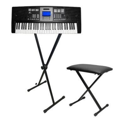 Imagem de Kit Completo Teclado Sintetizador Pegasus P222 + Suporte e Banco