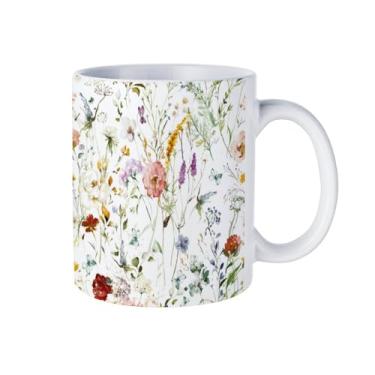 Imagem de OEDTF Canecas de café de cerâmica, 325 ml, laváveis na lava-louças e no micro-ondas, xícaras de chá brancas com alça, xícara de café decorativa, presente para homens e mulheres, adequado para