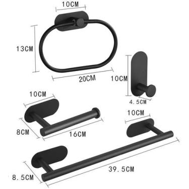 Imagem de Acessórios Para Banheiro Kit 5 Peças com Adesivo sem Furar Parede - HC