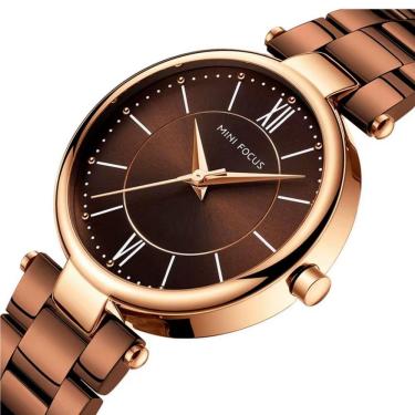 Imagem de Relógio Feminino Pulseira De Aço Inoxidável á Prova D´agua Quartzo Marrom