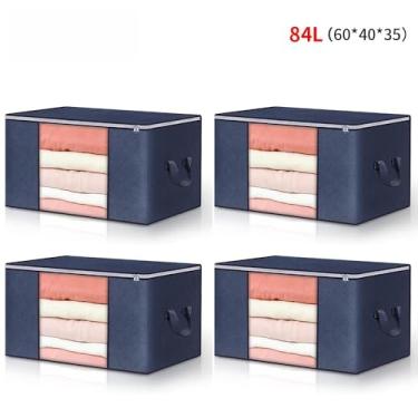 Imagem de Caixa Saco Organizador Grande Edredom Cobertor Casaco Guarda Roupa Ecológico Anti-Poeira Umidade (4PCS-84L-Azul)