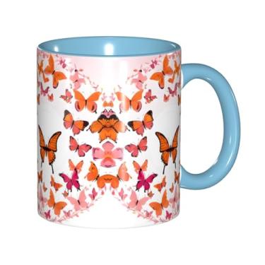 Imagem de Zeraoke Canecas de café criativas com estampa de borboletas, personalizadas, presente para a família, tamanho de 325 ml, unissex