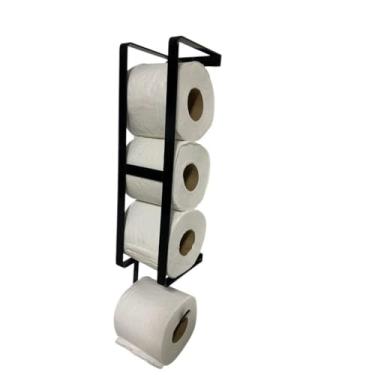 Imagem de Porta Papel Higiênico de Parede Preto Fosco para Lavabos e Banheiros Design Minimalista e Antiaderente Fácil de Montar Compatível com Ambientes Modernos