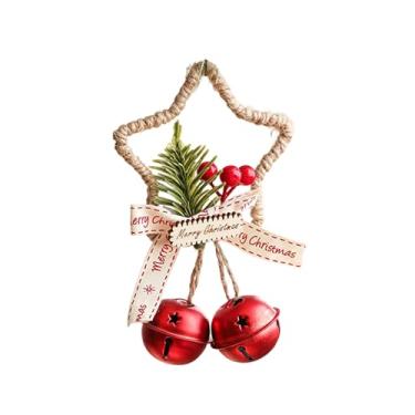 Imagem de Relógio de Natal de metal e grinalda de enfeite de árvore de estrela - Estrutura metálica durável, anéis fáceis de pendurar para feriados internos/externos, presentes de festa sazonais portáteis