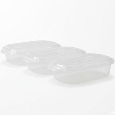 Imagem de 3 Travessas Plástica 2L com Tampa para Micro-ondas – Pote Retangular Multiuso Livre de BPA, Para Armazenar e Servir Alimentos