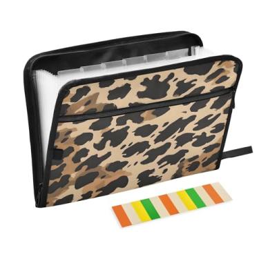 Imagem de CEBUGI Pasta expansível de 13 bolsos, impermeável, sanfonada, organizador de arquivos com etiquetas tamanho A4, organizador de documentos de papel para escola, material de escritório, impressão animal