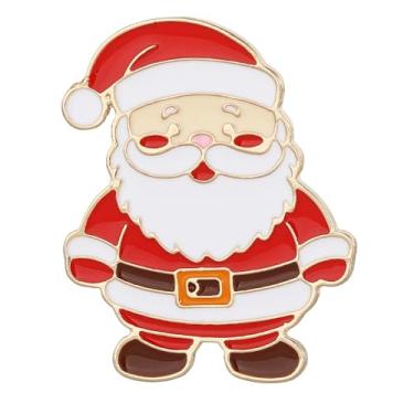 Imagem de Broche engraçado de Papai Noel vermelho esmaltado broche de lapela de Natal lindo broche para vestido, casaco, suéter, jaqueta, acessórios, presente de ano novo para filha, esposa, melhores irmãs