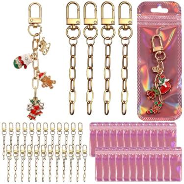 Imagem de Hinly 48 peças, kit de fabricação de chaveiros, 24 chaveiros em branco, 24 sacos de embalagem holográficos para bolsas, berloques, mulheres, homens, dia das mães, aniversário, ano novo, presente de