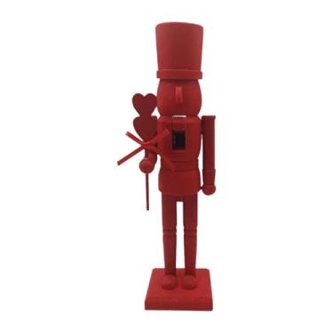 Imagem de KiBcsLic Quebra-Nozes de Natal, Fantoche de Mesa de 35 cm, Enfeite de Madeira para Festas, Prateleiras, Mesas e Ambientes Externos, Vermelho