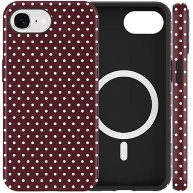 Imagem de Cinysnt Capa de telefone fofa de bolinhas para iPhone 16e capa magnética de 6,1 polegadas, compatível com Magsafe, estampa estética moderna design feminino capa rígida PC à prova de choque Funda