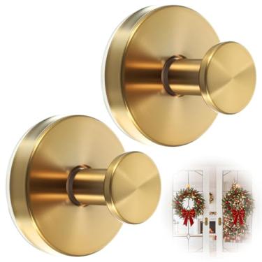 Imagem de Yuanan 2 peças de ganchos de ventosa de aço inoxidável dourados, ganchos sem broca para portas de vidro, ganchos de toalha resistentes para espelhos de banheiro e chuveiro