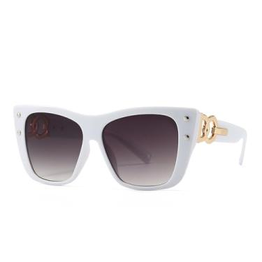 Imagem de Óculos de Sol Metálicos com Degradê de Cores e Proteção UV400 para Homens e Mulheres, Ideais para Esportes ao Ar Livre, Corrida e Ciclismo, BRANCO