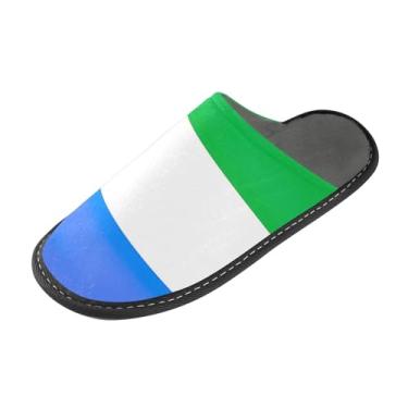 Imagem de Pantufas femininas Fuzzy House fofas, antiderrapante, espuma viscoelástica bandeira da Serra Leoa, tamanho 4-5, Bandeira da Serra Leoa, 6.5-7 Wide