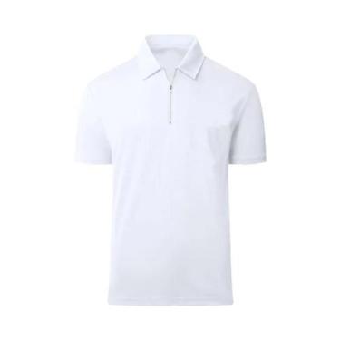 Imagem de Camisa Polo Masculina Leve De Manga Curta Com Zíper De Um Quarto, Casu