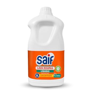 Imagem de Lava Roupas Líquido Glicerina Saif 3L, Saif, Sabão Líquido Lava Roupa Glicerinado, Laranja, Cuida Das Fibras E Previne Os Sinais De Desgaste, Roupas Brancas E Coloridas, Linha Institucional 3 Litros