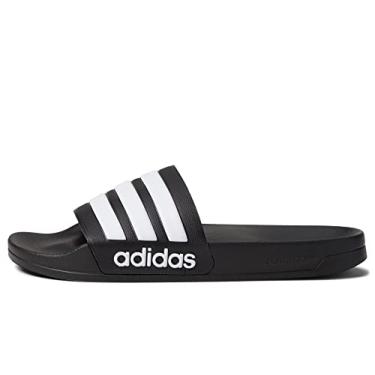 Imagem de adidas Sandália de chuveiro Adilette unissex para adultos, Preto/branco/preto, 11