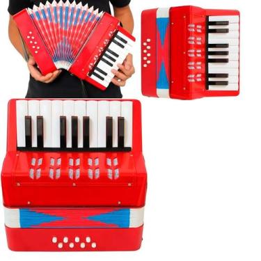 Imagem de Sanfona Acordeon Infantil Semi Profissional 17 Tecl 8 Baixos COR:VERME