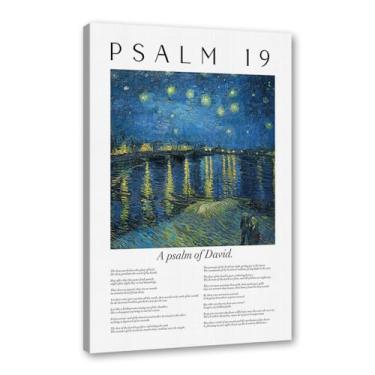 Imagem de Coleção de Salmos das Escrituras Monet Van Gogh Famosa Pintura Aquarela Impressão Verso da Bíblia Pôster em Tela Decoração de Parede de Casa Cristã (SKU9,12x45,7 cm = (30 x 45 cm), Emoldurado (Tela