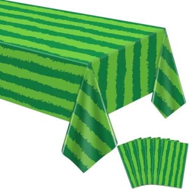 Imagem de TJYJOY Pacote com 6 toalhas de mesa de melancia, melão verde, retangular, toalha de mesa, toalha de mesa de melão, capa de mesa de melancia, capa de mesa de aniversário de bebê, para praia, piscina