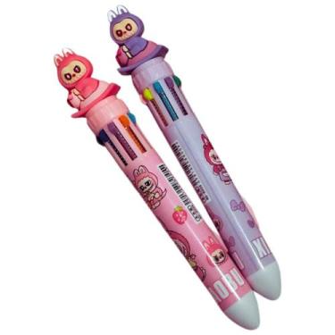 Imagem de Caneta Esferográfica Labubu 10 Cores Escola Estudante - Sky, Menina