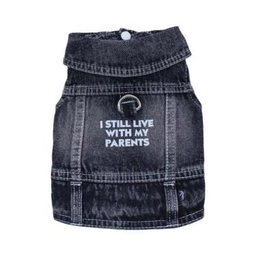 Imagem de Jaqueta Jeans Preta Estilosa Para Cães Pequenos E Médios  Fantasia Dur