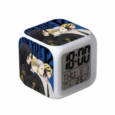 Imagem de Despertador digital LED Tokyos Square 8x8x8cm com luz de fundo - yiwei