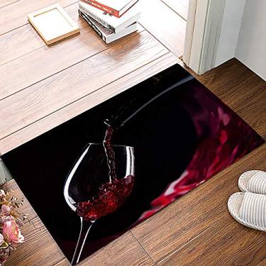 Imagem de Capacho para ambientes internos, tapetes de boas-vindas, 45,7 cm x 76,2 cm, antiderrapante, absorvente, lavável, tapete de entrada para porta/cozinha/banheiro, taça de vinho tinto artes respingo