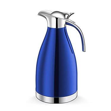 Imagem de Jarra de café térmica, 2L, isolamento a vácuo, parede dupla, bule de café de aço inoxidável, jarro de chá, garrafa de água, garrafas térmicas de água quente (cor: X) (azul)