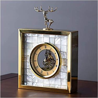 Imagem de Despertador, decorativo, frente e verso, relógio de mesa elegante, relógio de mesa de metal, alimentado por bateria, relógio de mesa de 23 cm