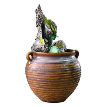 Imagem de Fontes de mesa decoração desktop Rockery fonte de água micro paisagem simulação montanha pedra cerâmica decoração de água mesa casa sala de chá clube decoração para mesa escritório (cor: A)