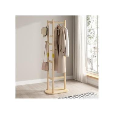 Imagem de A1DFDFGOQSFG Cabide de piso independente cabide de canto cabide de piso quarto principal guarda-roupa cabide de canto sala de estar interior cabide de roupas de chão alto (cor de madeira) (cor de