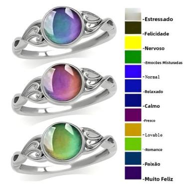Imagem de Anel de humor que muda de cor de pedra da lua, presente masculino de j