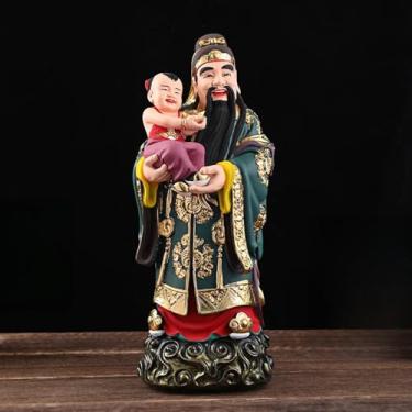 Imagem de FENNYYAR Ornamento de escultura de estátua de Buda de resina, 38 cm, decoração de mesa para escritório e casa