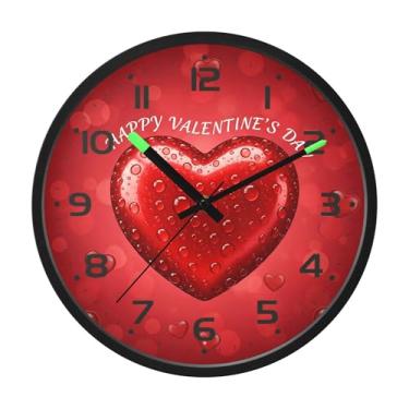 Imagem de SEHANY Relógio de parede com coração de dia dos namorados, silencioso, sem tique-taque, operado por bateria, controle de som, luz noturna, relógios de parede para sala de estar, cozinha, quarto