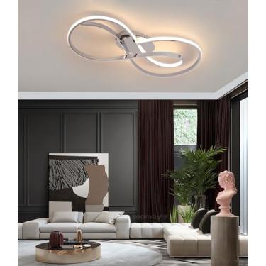 Imagem de Luminária de teto LED dimerizável com controle remoto, luminária de teto moderna, 3000k-6500k, processo de galvanização, adequada para quarto, sala de estar, sala de jantar, cozinha e escrit