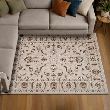 Imagem de 1 Tapete Sala Sofá Antiderrapante Grande 200X250 Js Do Pe Vr (M03 Creme Cotton Bege - Classico Floral Flores Medalhão)
