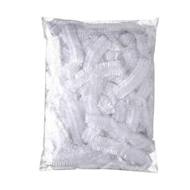 Imagem de 100 peças de capas de tigela descartáveis – cobertura de alimentos com bordas elásticas, envoltório de plástico elástico, envoltório de armazenamento elástico para recipientes de armazenamento, saco