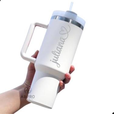 Imagem de Copo Garrafa Térmico Cerveja C/Canudo Personalizado 1200ml (BRANCO)