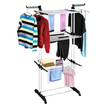 Imagem de Varal De Chão Roupa Calcinha Grade 3 Andares Dobrável Portátil| Organiza Calcinhas, Roupas Íntimas(PRETO/BRANCO)