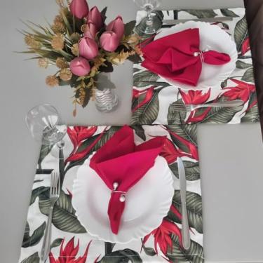 Imagem de Jogo Americano 6 Peças Mesa Posta Café da Manhã Jantar Guardanapo Porta-Guardanapo Elegante (JA026)