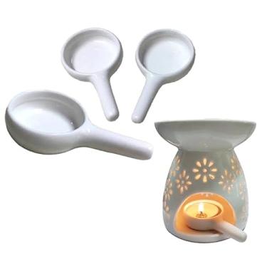 Imagem de Suporte de vela de cerâmica aquecedor de cera de porcelana branca Tealight queimador de óleo essencial difusor de aroma de incenso, decoração de casa