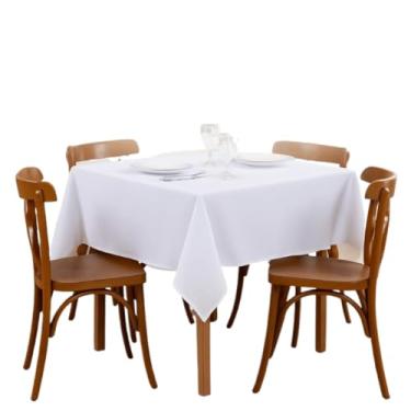 Imagem de Toalha de Mesa Lisa Quadrada 4 Lugares Tecido Oxford – Cores Modernas e Duráveis(BRANCO)