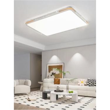 Imagem de Luminária de teto LED com regulagem contínua de intensidade, estilo nórdico, redonda, minimalista e moderna, em metal, para sala de estar, cozinha e sala de jantar (dourada, 90 cm).
