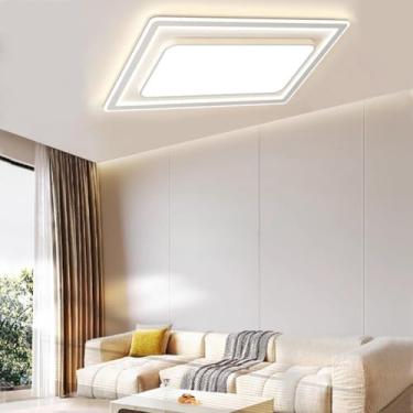 Imagem de Luminária de teto LED regulável para sala de estar, lustre moderno e criativo em acrílico e metal com controle remoto, luminária para quarto, luminária econômica para escritório, sala de jan