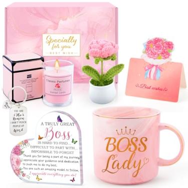 Imagem de Presentes para mulheres, presentes para mulheres gerente líder mundos melhor chefe supervisor, presente para chefes apreciação feminina presente de promoção de aniversário, caneca Boss Lady placa