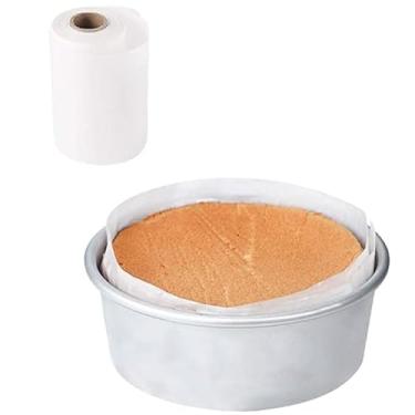Imagem de Forro de forma de bolo, tiras de papel pergaminho de 8,6 cm x 40 m para assar, círculos brancos pré-cortados