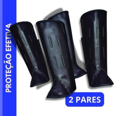 Imagem de KIT 2 Perneira Proteção Segurança Bidin 3 Talas Roçador Roçadeira Cane